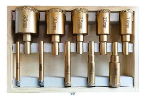 Imagen 3 de 3 de 10 Brocas Copa Para Vidrio Ceramica Marmol 6 A 35mm