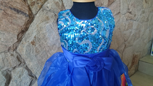 Imagem 3 de 6 de Vestido Infantil Festa Azul Royal Com Paetês
