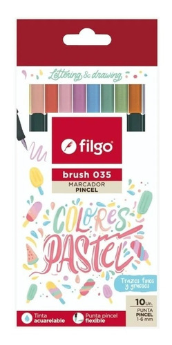 Marcador Punta Pincel Filgo Brush Pen X10 Colores Pastel