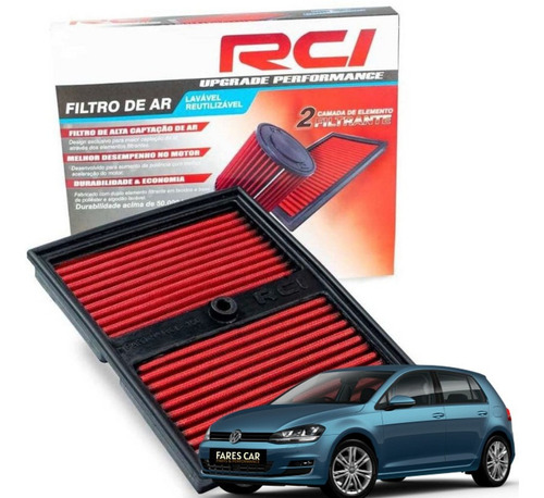 Filtro De Ar Esportivo Rci Volkswagen Golf Tsi Turbo 2016