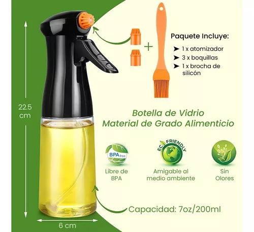 Pulverizador de aceite para cocinar, pulverizador de aceite de  oliva, botella de spray de aceite de oliva, accesorios de cocina para  freidora de aire, rociador de aceite de canola, spray de