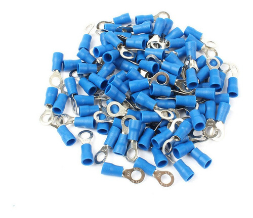 Terminal 100pza Rv2-6 Azul Ojo 1/4 Cal 14-16awg