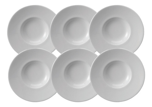 Conjunto 6 Pratos Para Risoto Branco 27cm Porcelana Schmidt