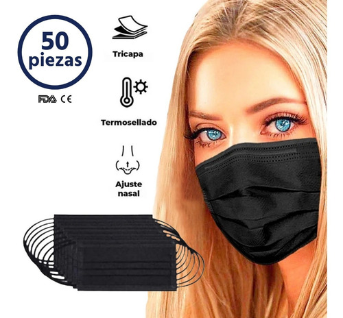 Cubrebocas Tricapa Termosellado Mascarilla Plisado 50 Piezas