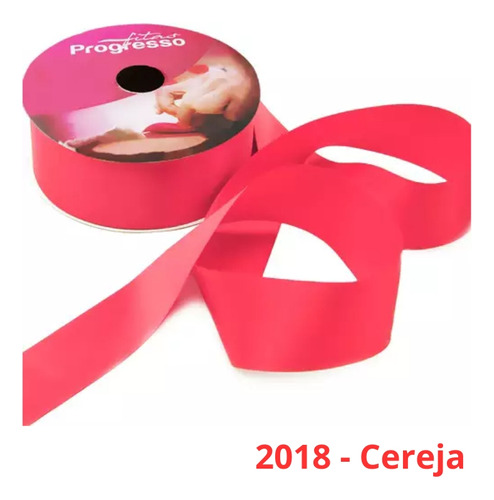 Fita Cetim Nº 9 38 Mm 50 Metros Progresso Varias Cores Cor 2018 - Cereja