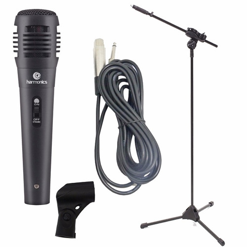 Microfone Profissional Karaoke + Pedestal C/ Cachimbo + Cabo