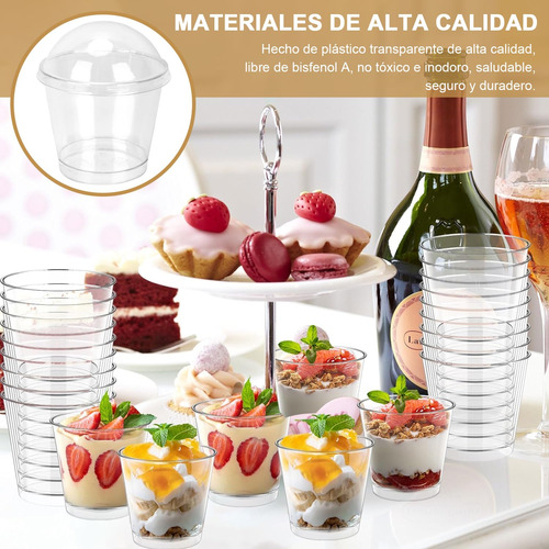 Tazas De Postre 7 Onzas, 50 Vasos De Postre Con Tapas Y