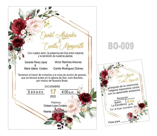 50 Invitaciones Boda Xv Años, Elegantes Y Económicas Vino