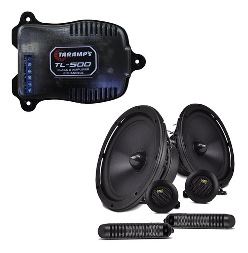 Kit Duas Vias 6' Bravox 130w Cs60bk + Módulo Taramps Tl500