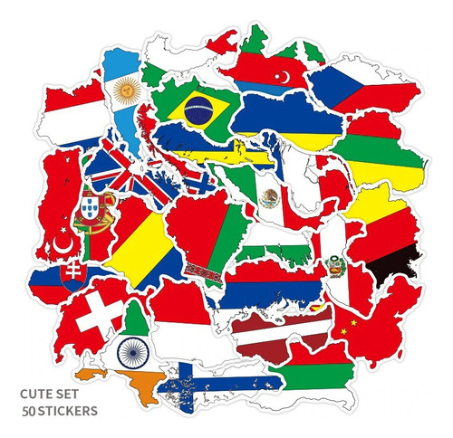  50 Stickers Impermeables Países, Mundo, Banderas