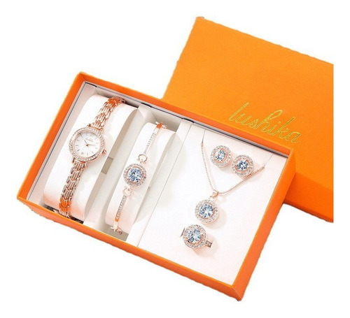 Juego De 5 Relojes Para Mujer, Pulsera, Collar Y Pendientes