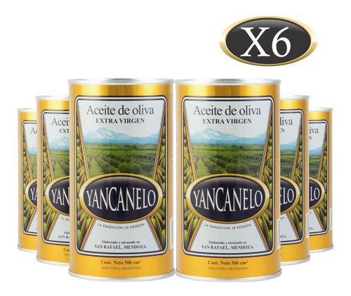 Aceite De Oliva Extra Virgen Yancanelo Lata 500 Ml X 6 U