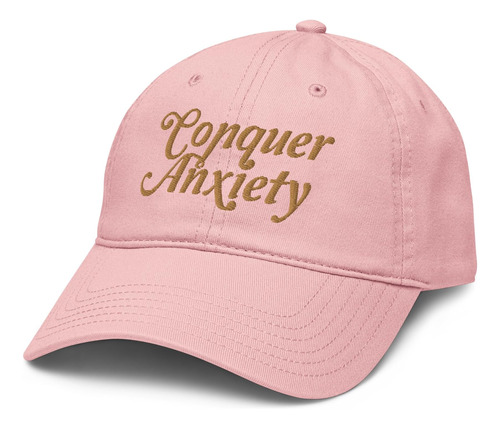 Ripple Junction Conquer Anxiety Fancy Brown Text Gorra Rosa,