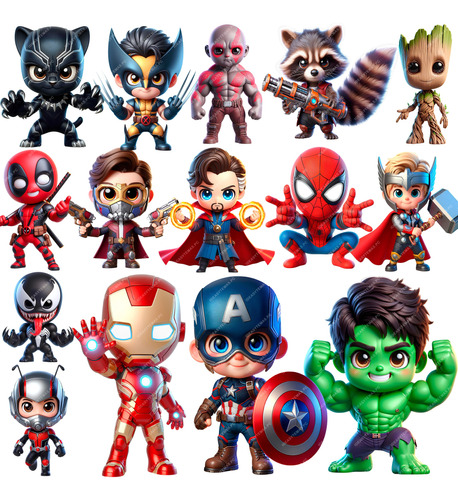 15 Imágenes Png De Super Héroes Estilo Chibi Avengers