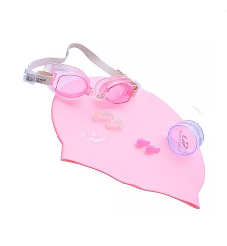 Kit De Natação Óculos Touca E Tampão De Ouvido Hammerhead Cor Rosa