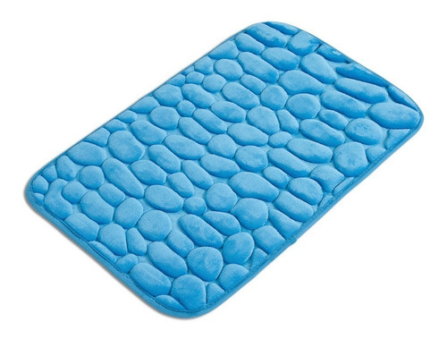 Tapete Banheiro Pedrinhas 40x60 Cm Com Memória - Microfibra Cor Azul