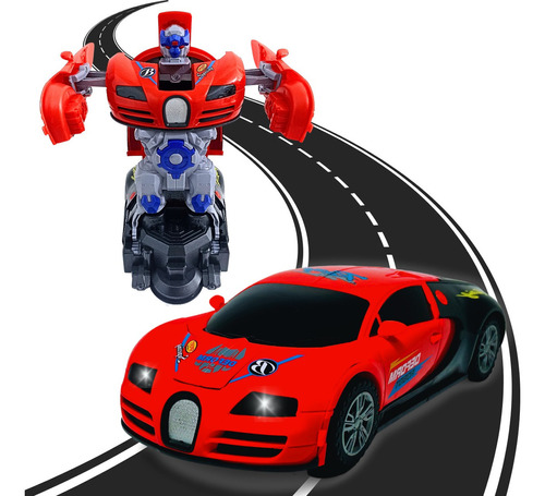 Carro Transformers Robot Bate Volta Som E Luz Robô Cor Porshe