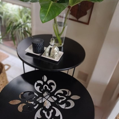 Imagen 2 de 8 de Mesa Ratona Hierro Negra Interior/exterior 60 Cm
