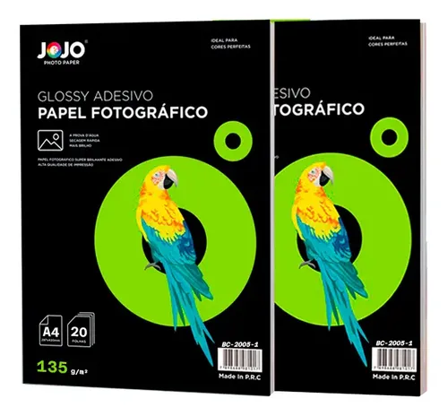Papel Fotográfico Adesivo A4 Glossy 135g 100 Fls Jojo Paper Cor Branco