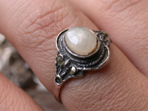 Luli Anillo Plata 925 Marquesitas Antiguo Piedra Luna