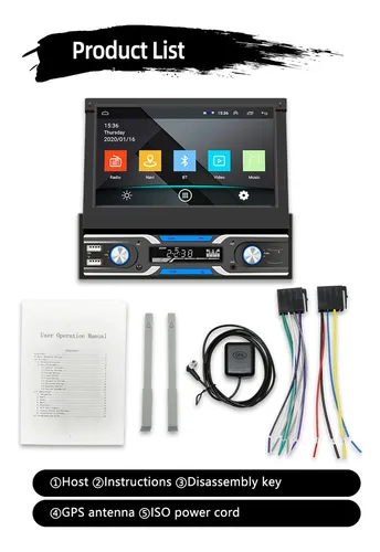 Android Radio Gps 7 Pulgadas 1 Din Pantalla Retráctil Automá