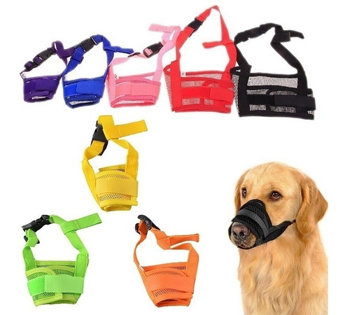 Imagen 3 de 8 de Bozal Para Perros Tipo Tubo Ajustable De Poliester Y Malla