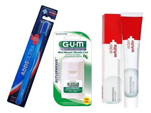 Kit De Saúde Bucal Escova Dental, Creme E Fio Dental