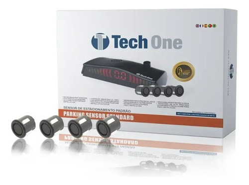 Sensor Ré Estacionamento Visor Led Tech One Preto 4 Pontas