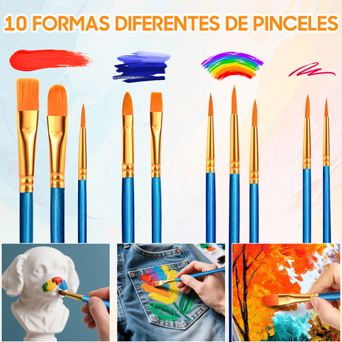 24 Colores Kit De Pinturas Acrilicas Con 10 Óleo Pincel Y Paleta De Mezcla,lienzo Y Exquisita Caja,pinturas No Tóxicas Para Artistas Y Pintores De Pasatiempos,juego De Pintura Artistica De Alta Calida