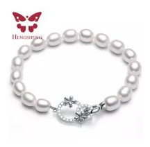 Belleza Flor 8-9mm Pulsera De Agua Dulce Natural De La Perla