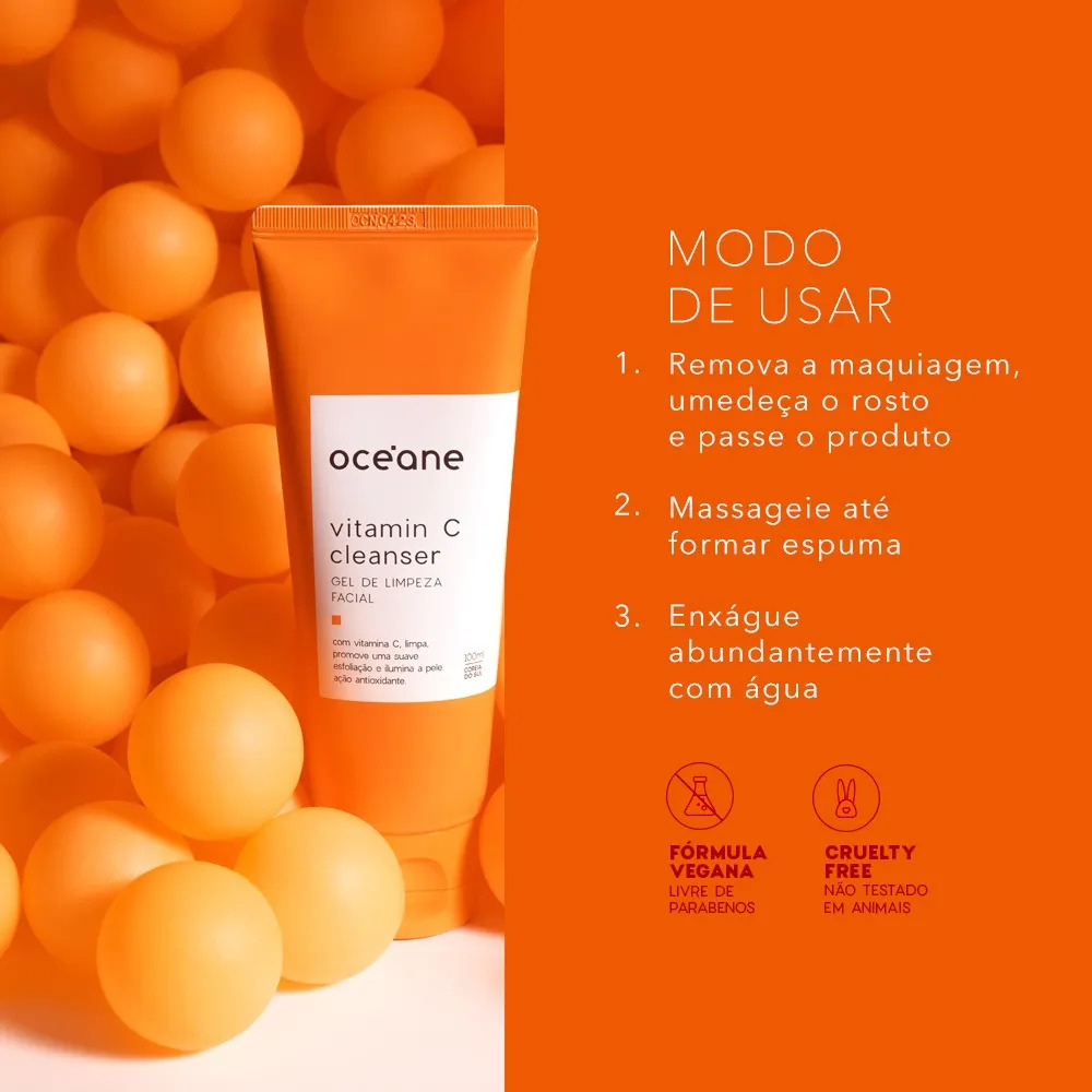 Gel De Limpeza Facial Com Vitamina C 100 Ml - Océane