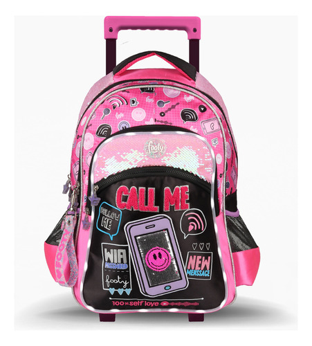 Mochila Carro 18 PuLG Con Luz Led Escolar Footy Edu