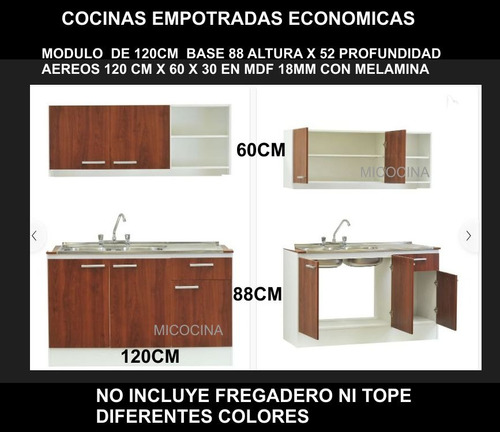 Mueble De Cocina Fregadero Economico En Mdf 18mm De 120cm