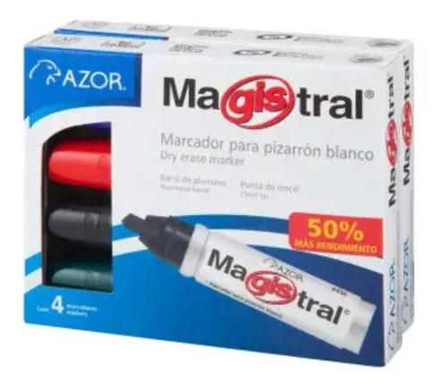 Marcador Para Pizarrón Blanco Magistral Aluminio C/ 4 Piezas