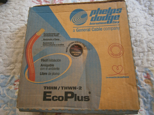Cable Thhn/thwn.2 Ecoplus 12 Awg Rollo 100 Mts