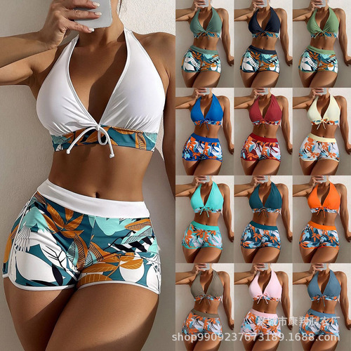 Traje De Baño De Dos Piezas Con Estampado Playero Para Mujer