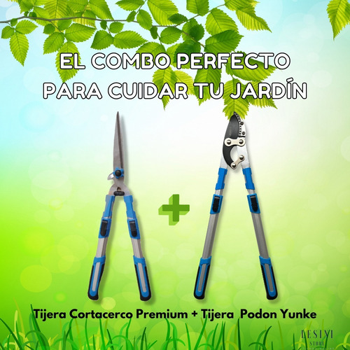 Imagen 2 de 10 de Kit De Poda Jardineria Tijera Podón Yunke+ Tijera Cortacerco