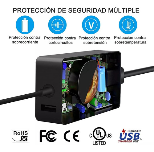 Cargador Microsoft Surface Pro 4/5/6/7/8/9/x 65w 15v 4a