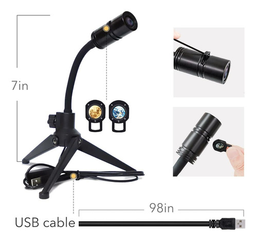 Lámpara De Pared Proyector De Luz Nocturna Led Negra Proyector Deluces Aurora, Luz Nocturna Para Niños