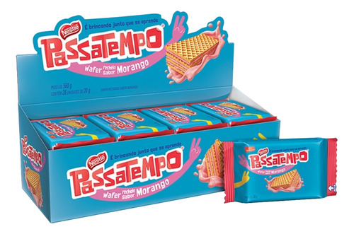 Biscoito Wafer Mini Passatempo 28x20gr Nestle Morango