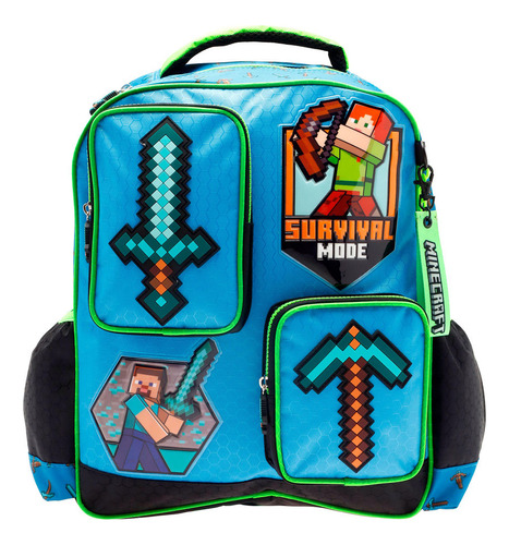 Mochila Infantil Ruz Primaria Microsoft Minecraft Steve 20l