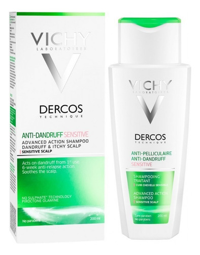 Shampoo Vichy Dercos Technique Anticaspa Cuero Cabelludo Sensible en botella de 200mL por 1 unidad