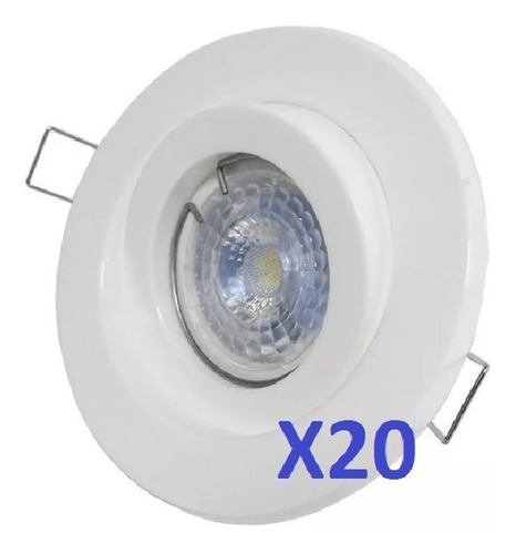 Pack X20 Spot Movil  Pvc Dicroica Completo Blanco Con Lampara Dicro Led 4w Osram Luz Fria / Calida 220v Gu10