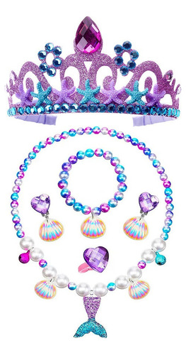 Corona Sirenita Ariel Set Collar Diadema Tiara Niña