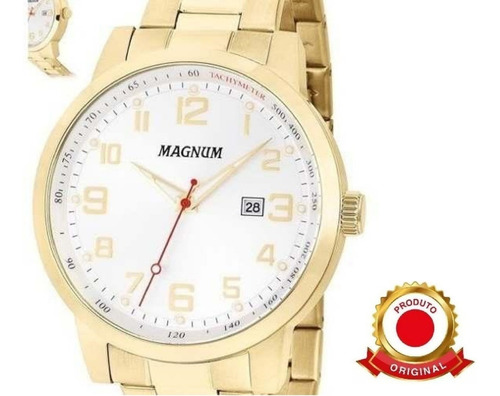 Relógio Masculino Dourado Magnum Ouro 18k 2 Anos De Garantia