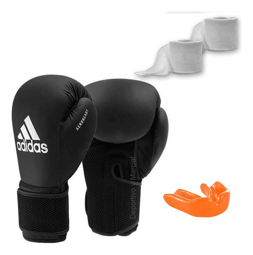 Guantes Boxeo adidas + Par Vendas + Bucal Original Mma Kick