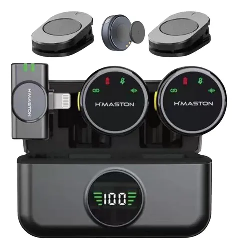 Microfone Lapela Redondo Wireless Compatível Lighting/tipo-c