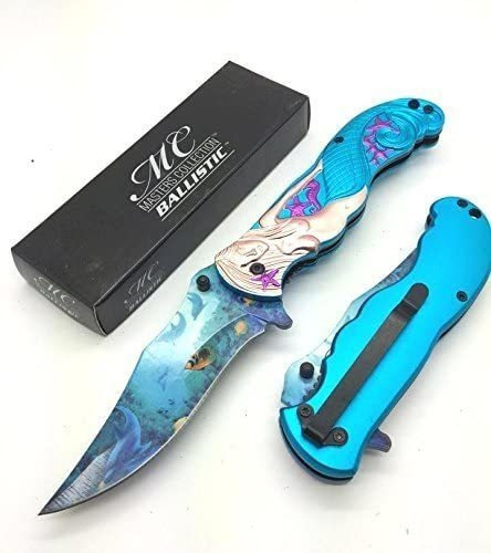 Cuchillo Navaja Plegable De Bolsillo, Azul | Asistido