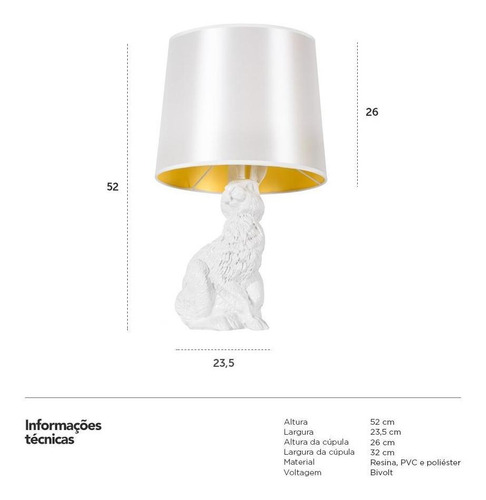 Abajur Rabbit Coelho Design Cores Cor da cúpula Branco
