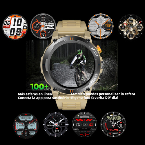 ** Reloj Inteligente For Deportes Al Aire Libre De 1,52 Con Linterna, Capaz De Medir Frecuencia Cardíaca, Presión
